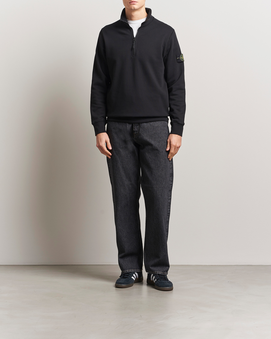 Herr | Tröjor | Stone Island | Garment Dyed Fleece Half Zip Black