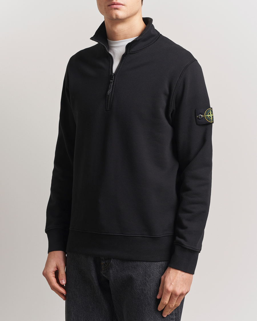 Herr | Tröjor | Stone Island | Garment Dyed Fleece Half Zip Black