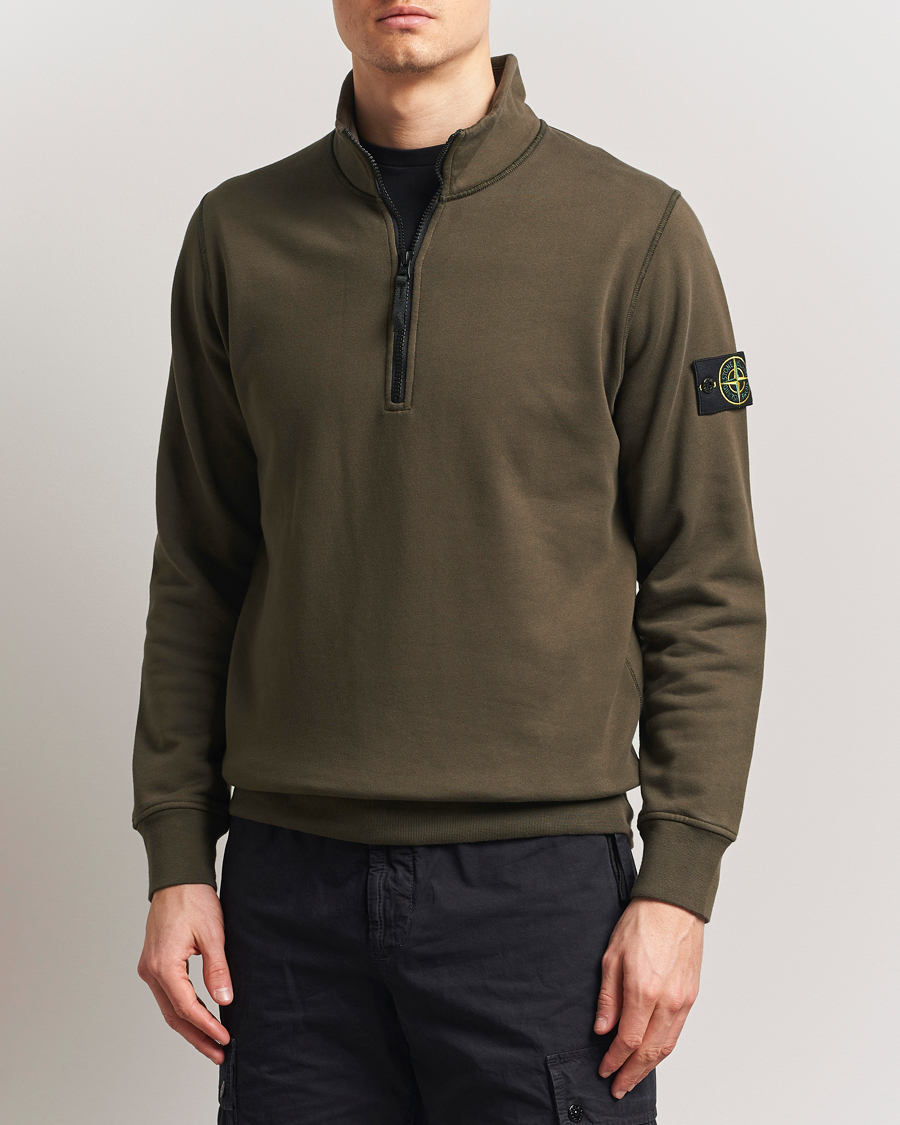 Herr | Tröjor | Stone Island | Garment Dyed Fleece Half Zip Military Green