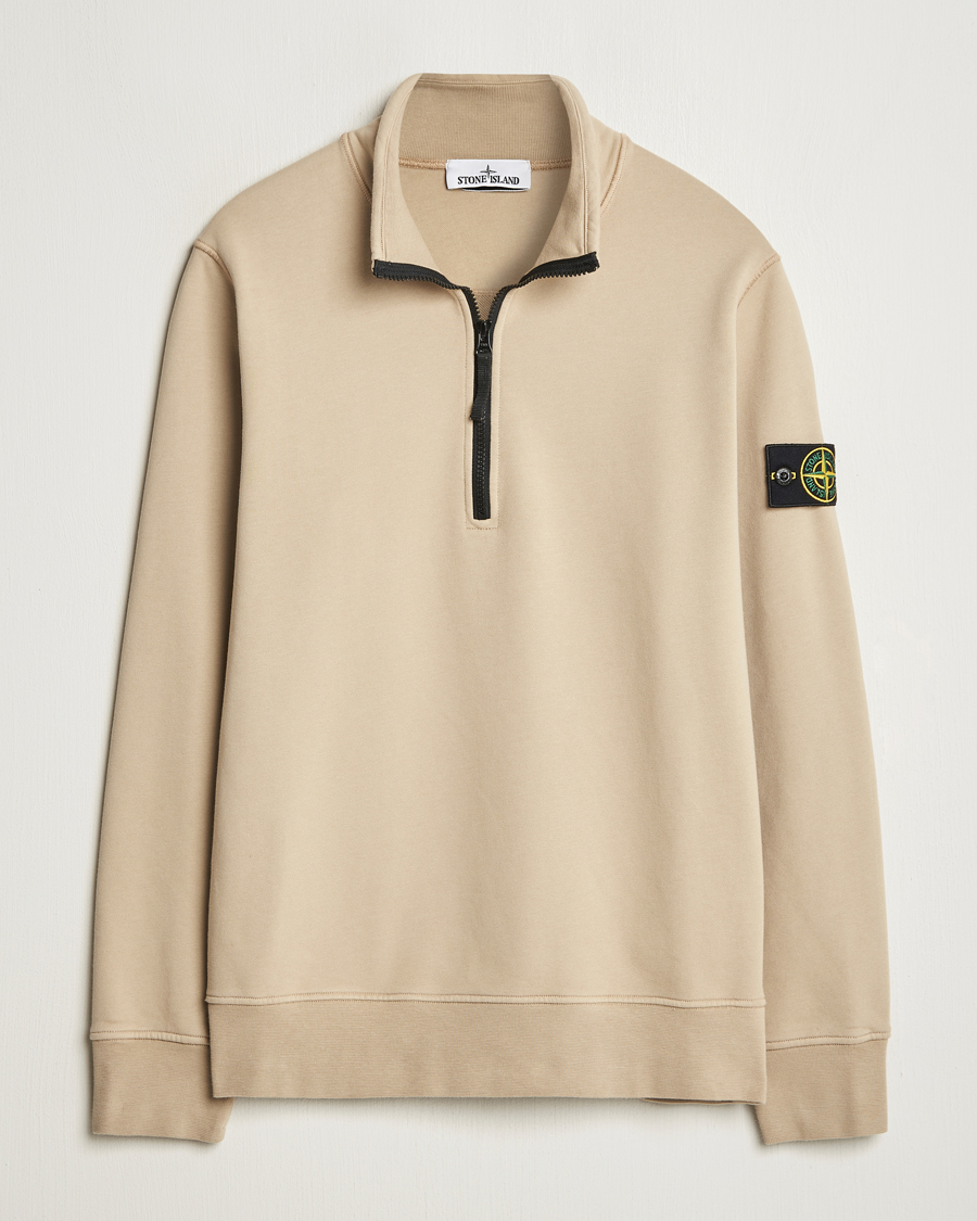 Herr | Tröjor | Stone Island | Garment Dyed Fleece Half Zip Desert