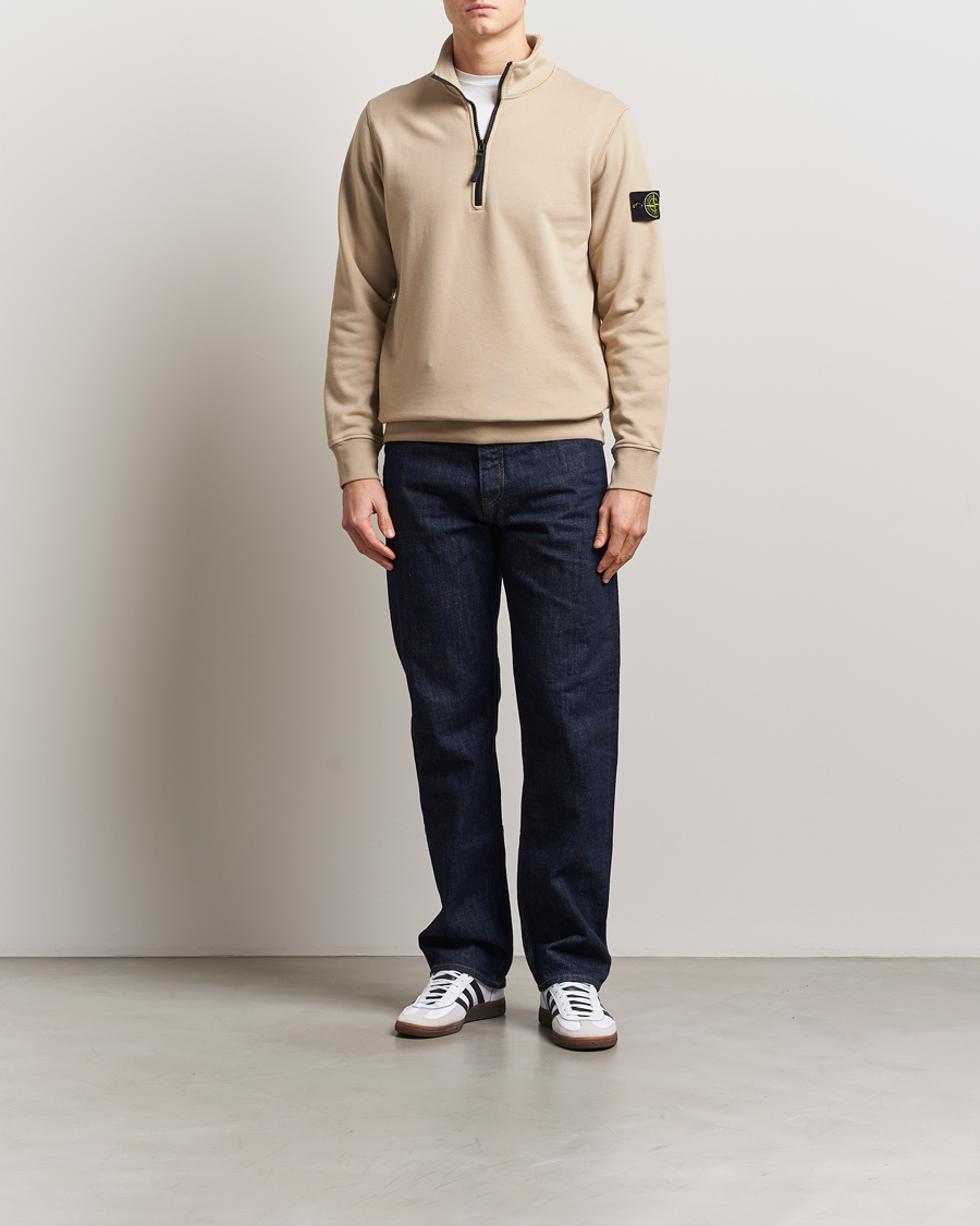 Herr | Tröjor | Stone Island | Garment Dyed Fleece Half Zip Desert