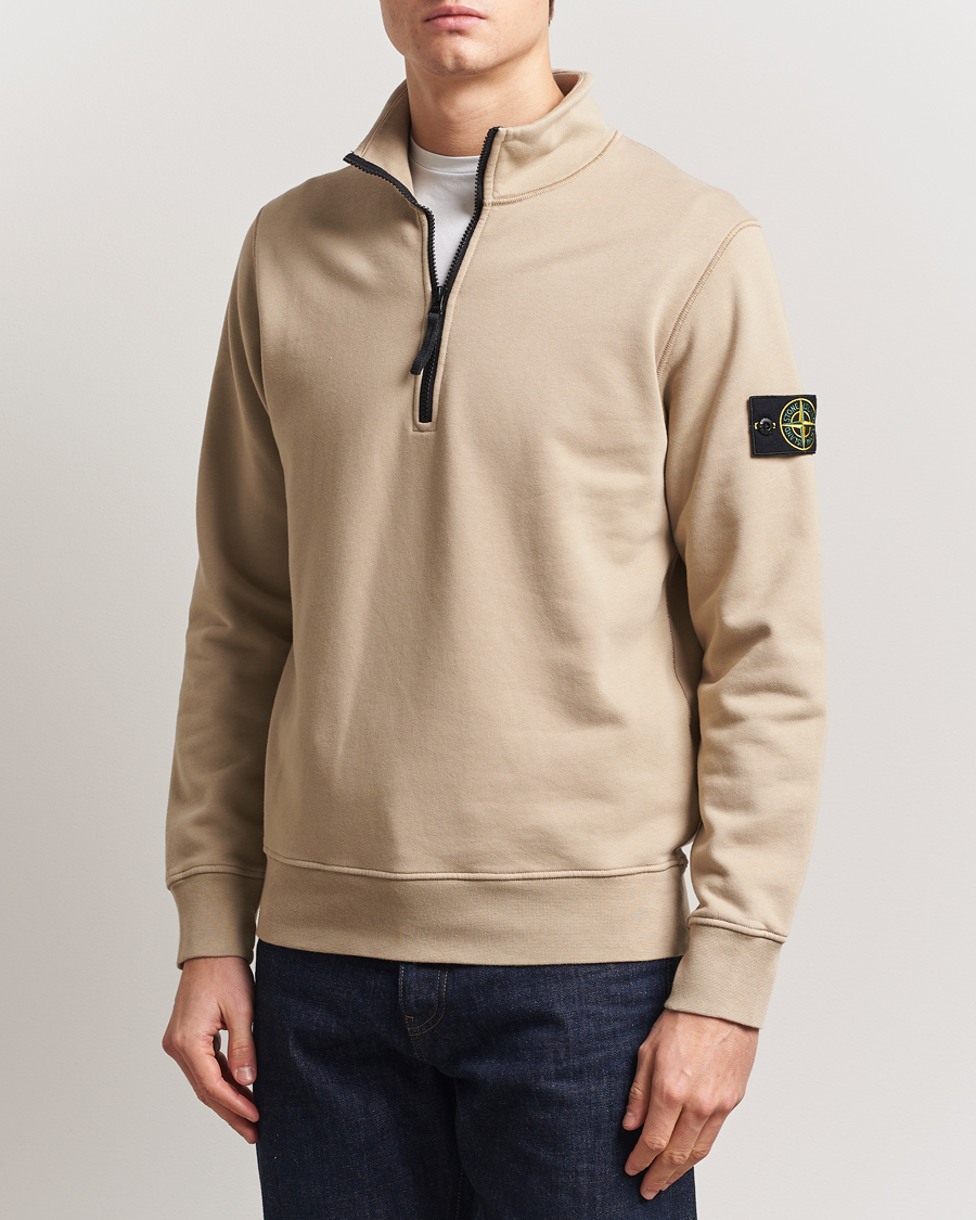 Herr | Tröjor | Stone Island | Garment Dyed Fleece Half Zip Desert