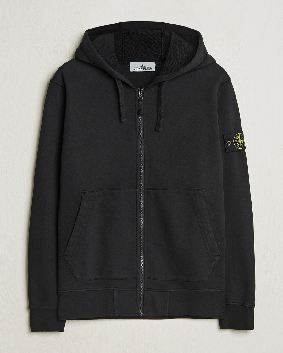 Herr | Tröjor | Stone Island | Garment Dyed Fleece Full Zip Hood Black