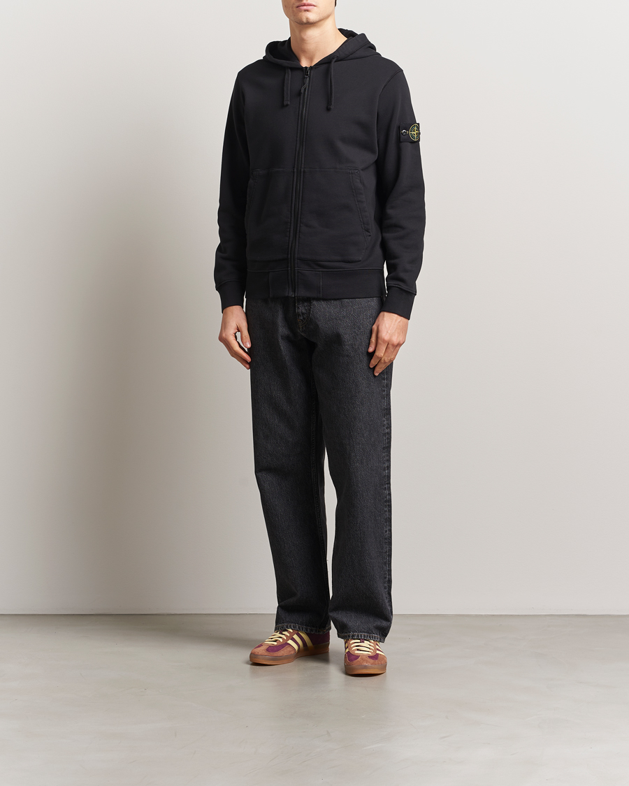 Herr | Tröjor | Stone Island | Garment Dyed Fleece Full Zip Hood Black