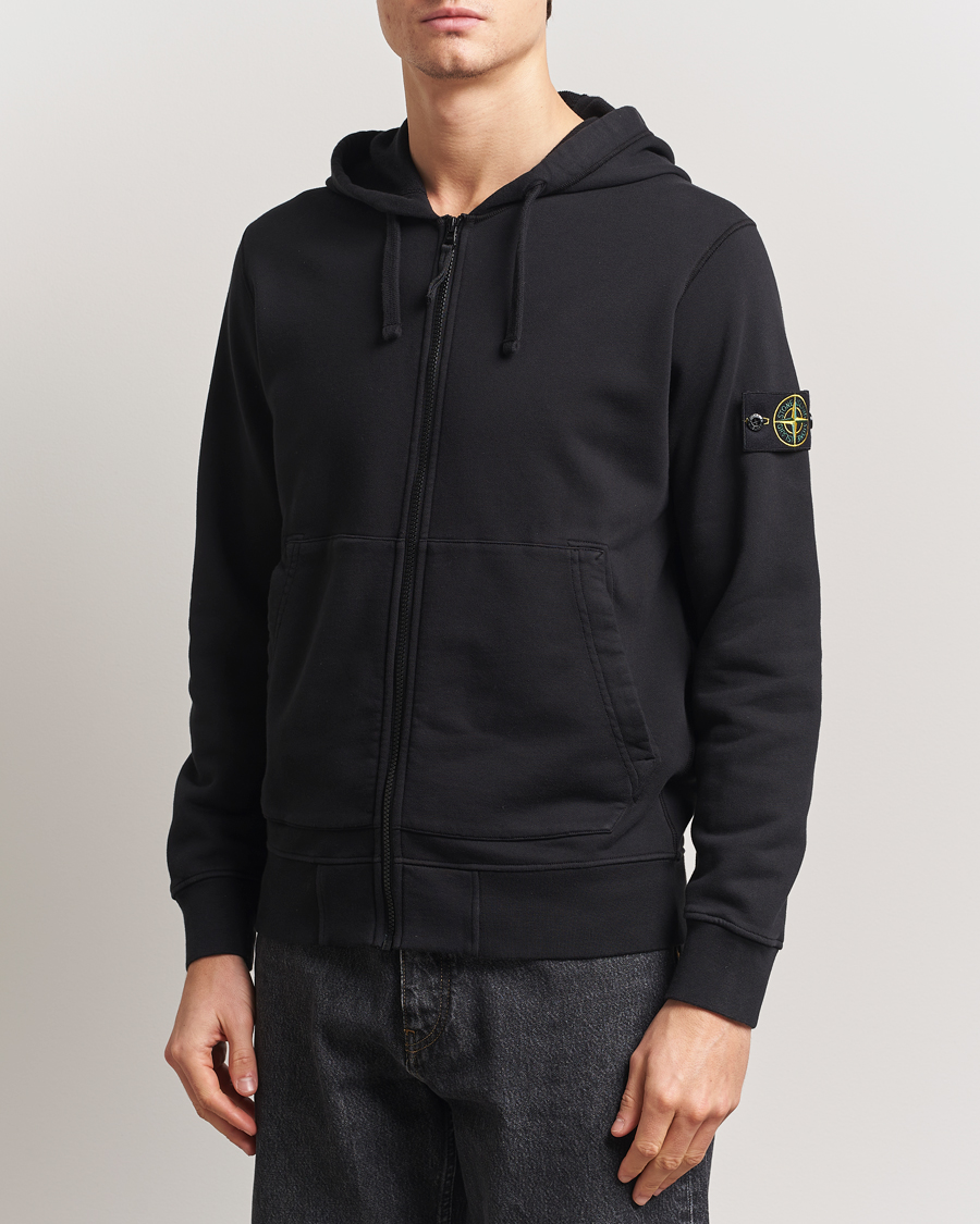 Herr | Tröjor | Stone Island | Garment Dyed Fleece Full Zip Hood Black