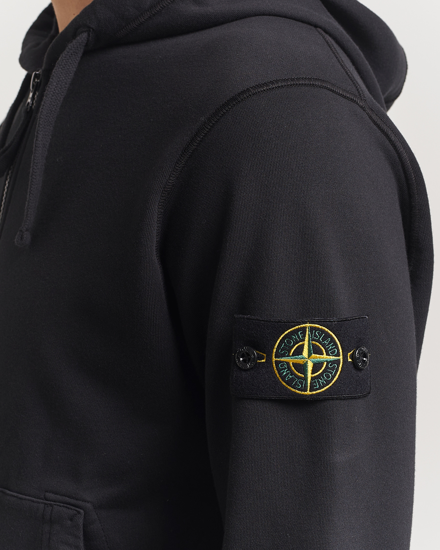 Herr | Tröjor | Stone Island | Garment Dyed Fleece Full Zip Hood Black