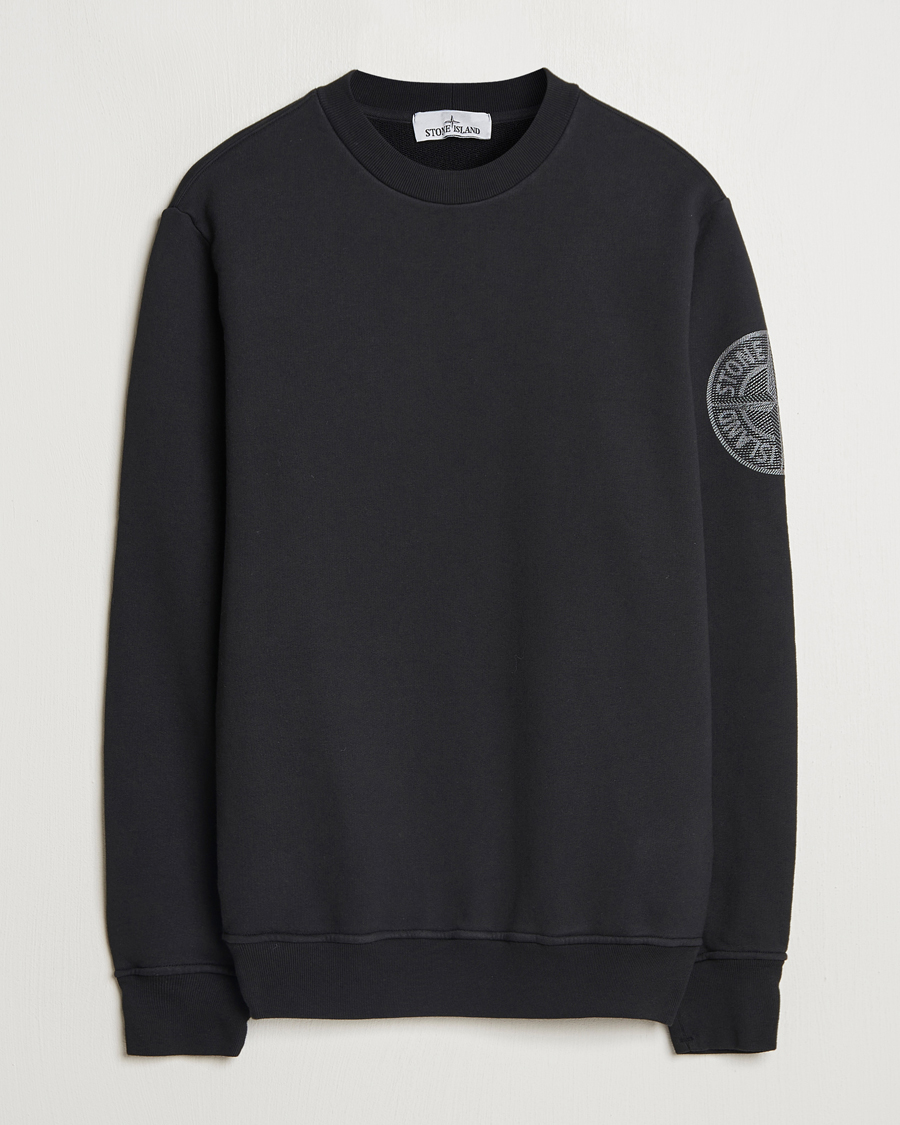 Herr | Tröjor | Stone Island | Garment Dyed Fleece Sleeve Logo Sweatshirt Black