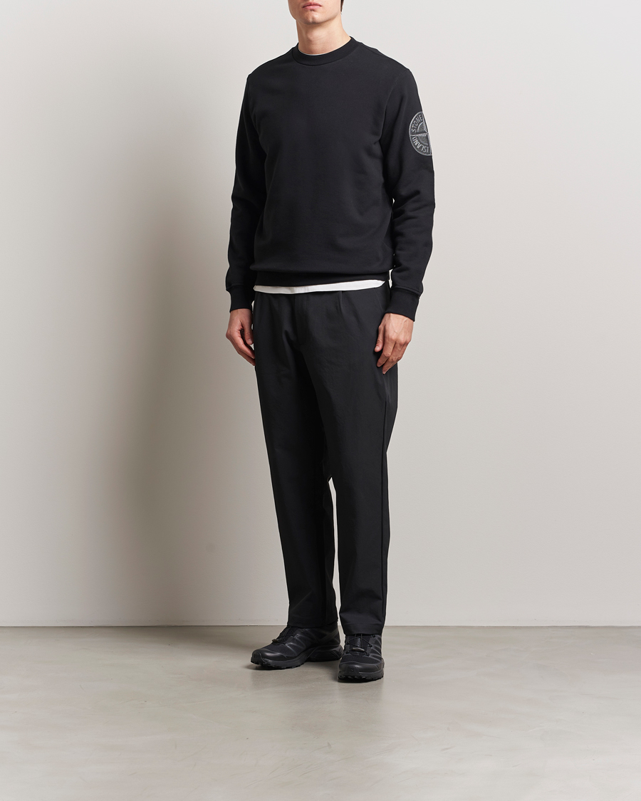 Herr | Tröjor | Stone Island | Garment Dyed Fleece Sleeve Logo Sweatshirt Black