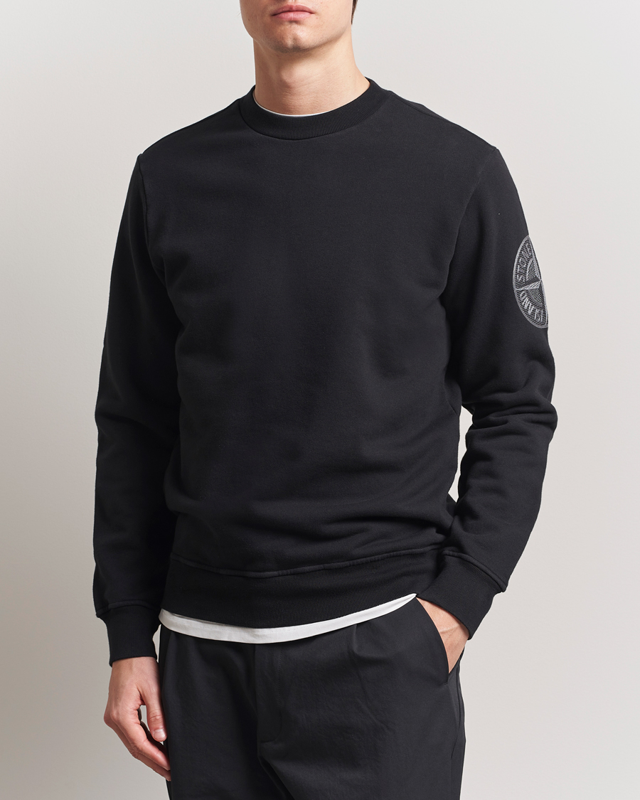 Herr | Tröjor | Stone Island | Garment Dyed Fleece Sleeve Logo Sweatshirt Black