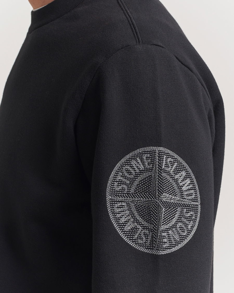 Herr | Tröjor | Stone Island | Garment Dyed Fleece Sleeve Logo Sweatshirt Black