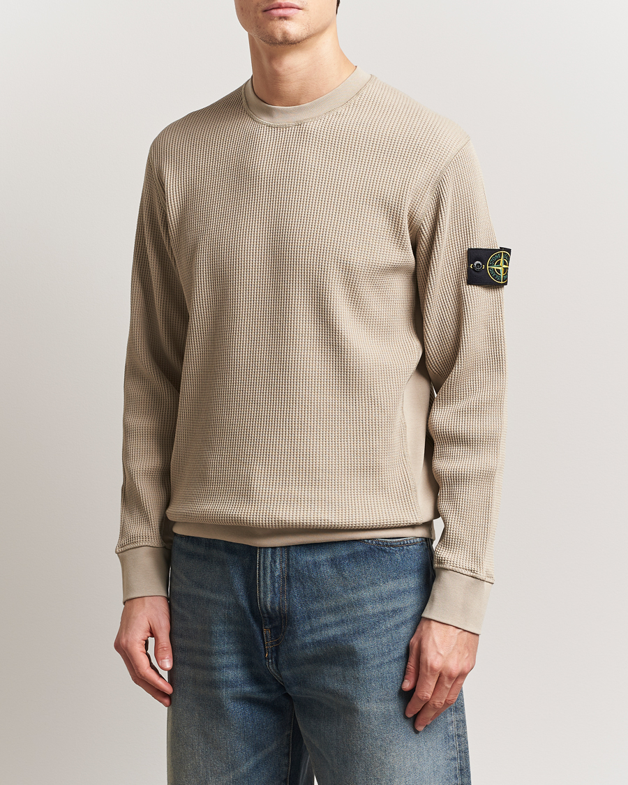 Herr | Tröjor | Stone Island | Organic Cotton Waffle Fleece Sweatshirt Desert