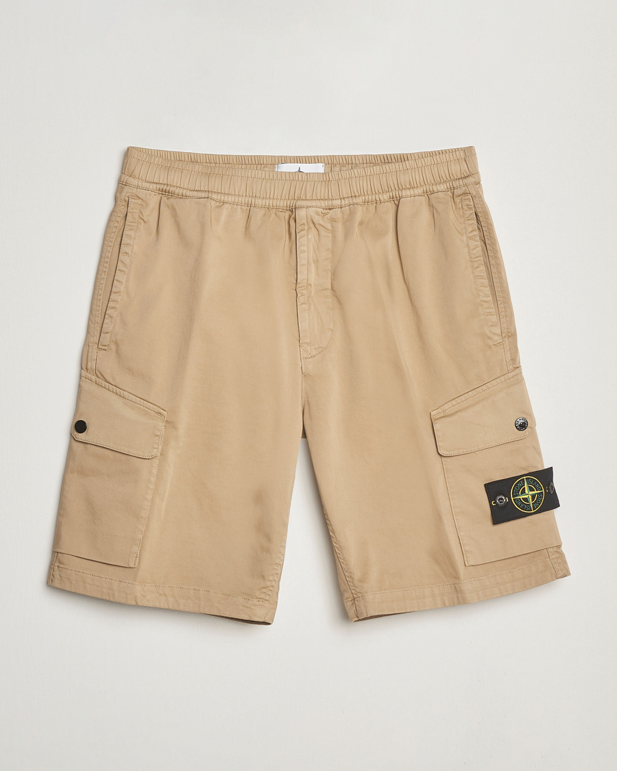 Herr | Shorts | Stone Island | Organic Cotton Stretch Satin Drawstring Shorts Biscuit