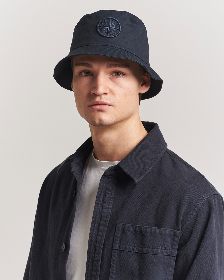 Herr | Stone Island Logo Bucket Hat Navy Blue | Stone Island | Logo Bucket Hat Navy Blue