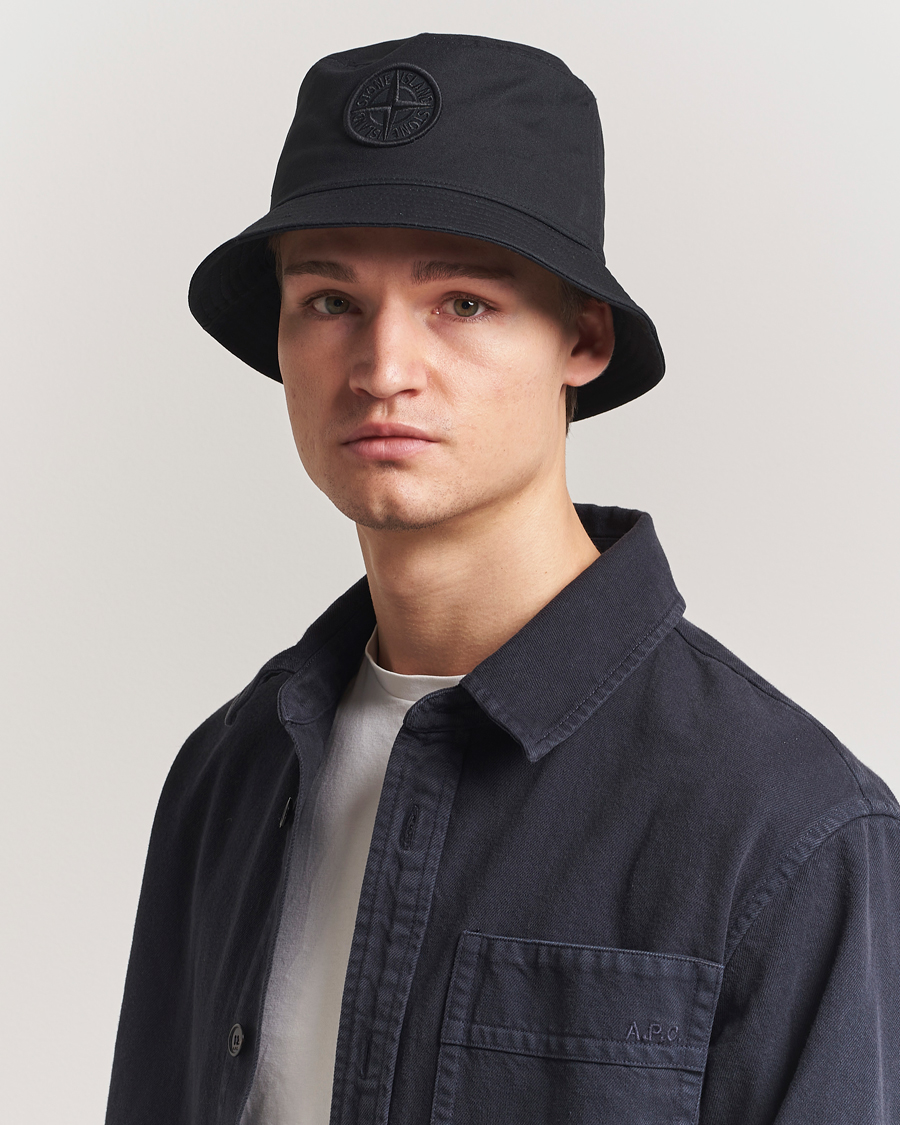 Herr | Stone Island Logo Bucket Hat Black | Stone Island | Logo Bucket Hat Black