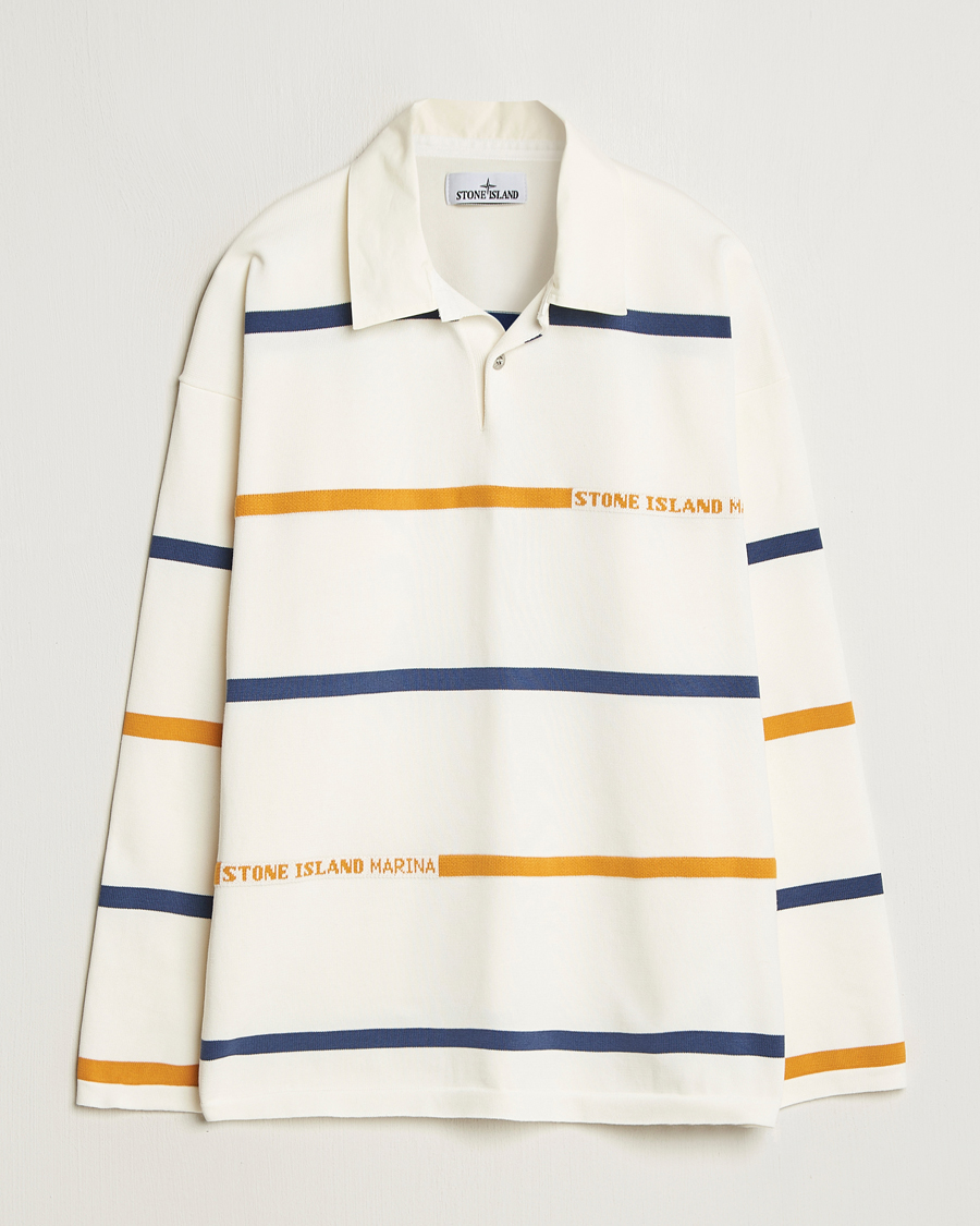 Herr | Tröjor | Stone Island | Marina Striped Cotton Rugby Ivory