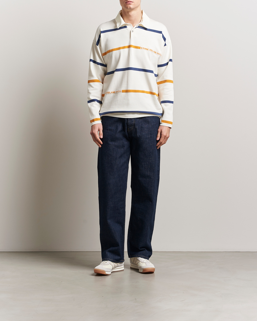 Herr | Tröjor | Stone Island | Marina Striped Cotton Rugby Ivory