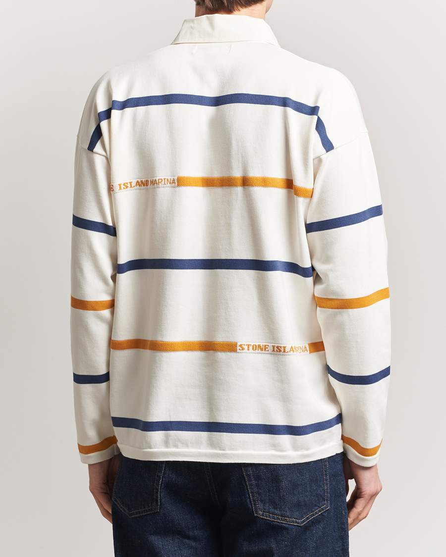 Herr | Tröjor | Stone Island | Marina Striped Cotton Rugby Ivory