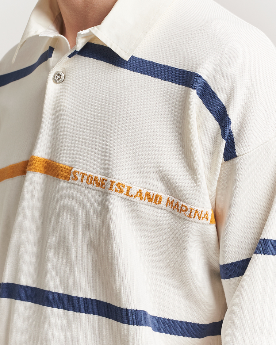 Herr | Tröjor | Stone Island | Marina Striped Cotton Rugby Ivory