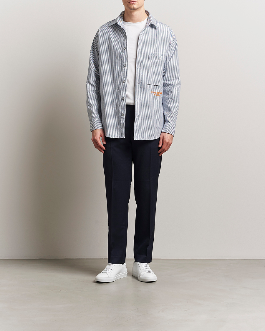Herr | Skjortor | Stone Island | Marina Striped Oxford Cotton Overshirt Blue Marine