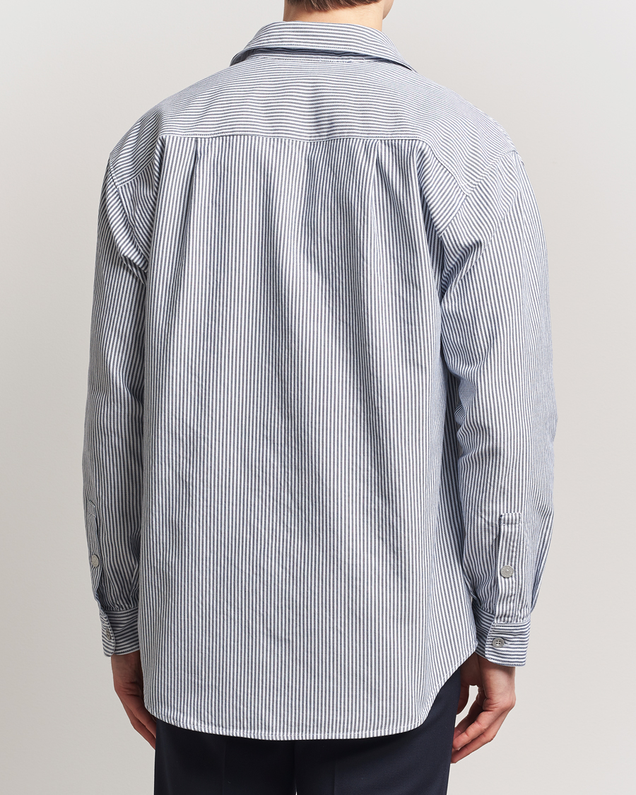 Herr | Skjortor | Stone Island | Marina Striped Oxford Cotton Overshirt Blue Marine