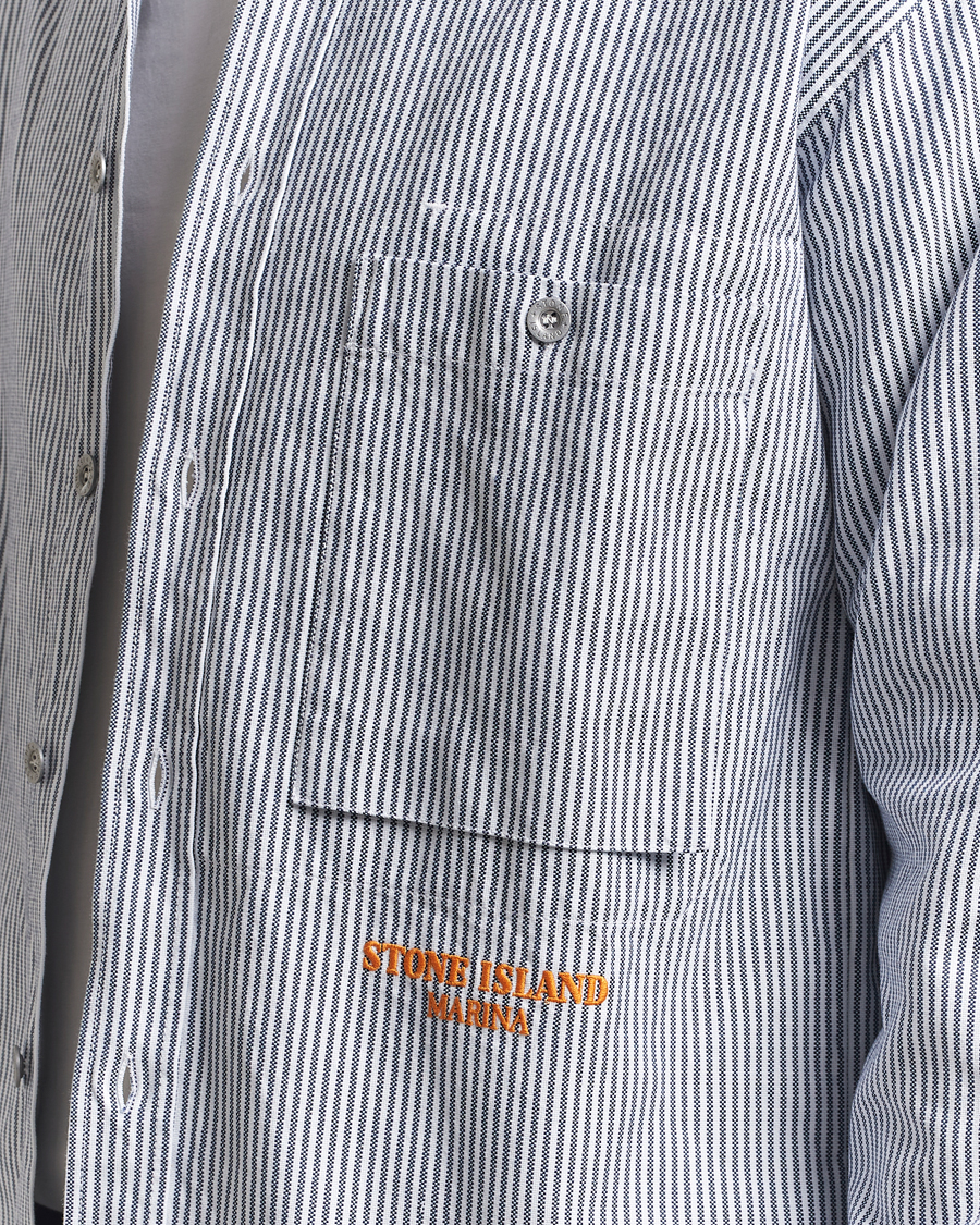 Herr | Skjortor | Stone Island | Marina Striped Oxford Cotton Overshirt Blue Marine