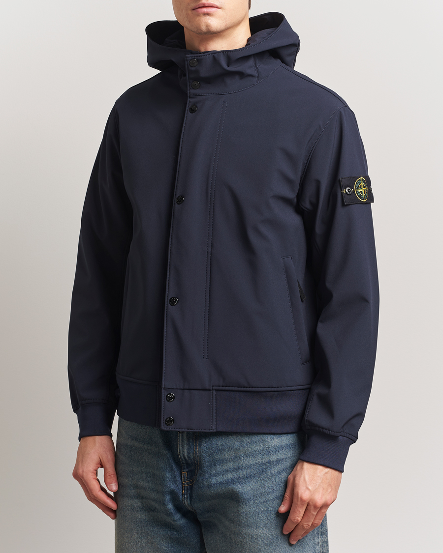 Herr | Jackor | Stone Island | Soft Shell Hooded Jacket Navy Blue
