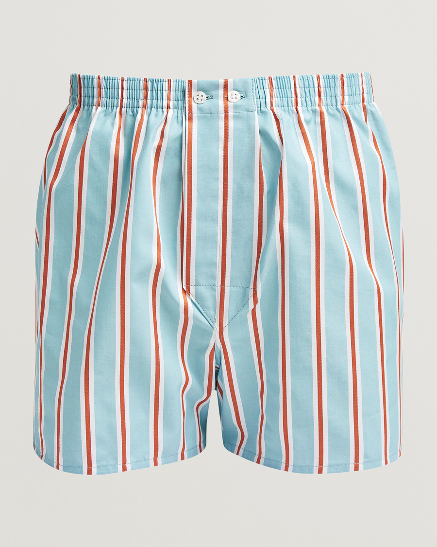 Herr | Underkläder | Derek Rose | Classic Fit Woven Cotton Boxer Shorts Turquoise