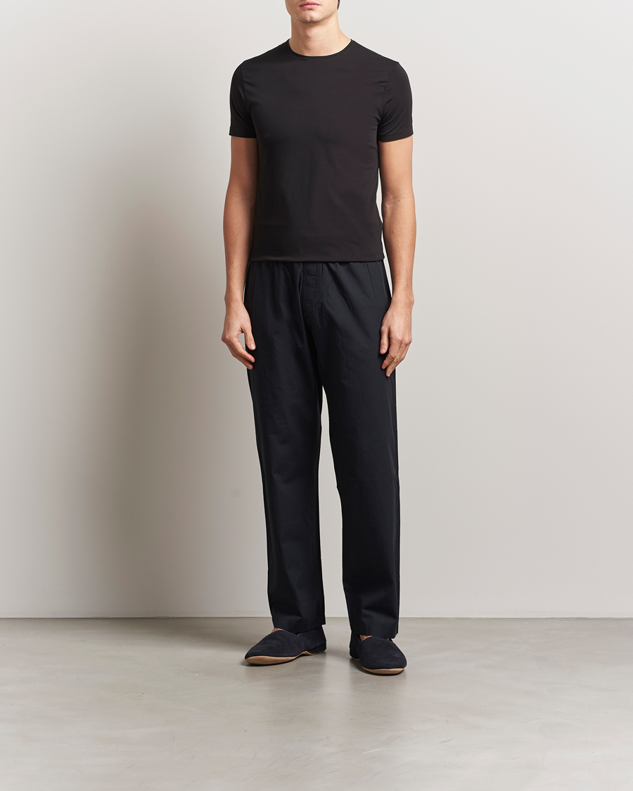 Herr | T-Shirts | Derek Rose | Pima Cotton Crew Neck T-Shirt Black