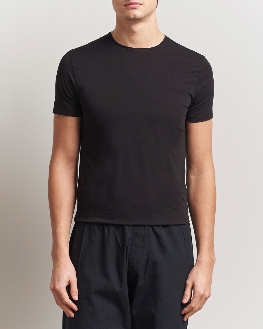 Herr | T-Shirts | Derek Rose | Pima Cotton Crew Neck T-Shirt Black
