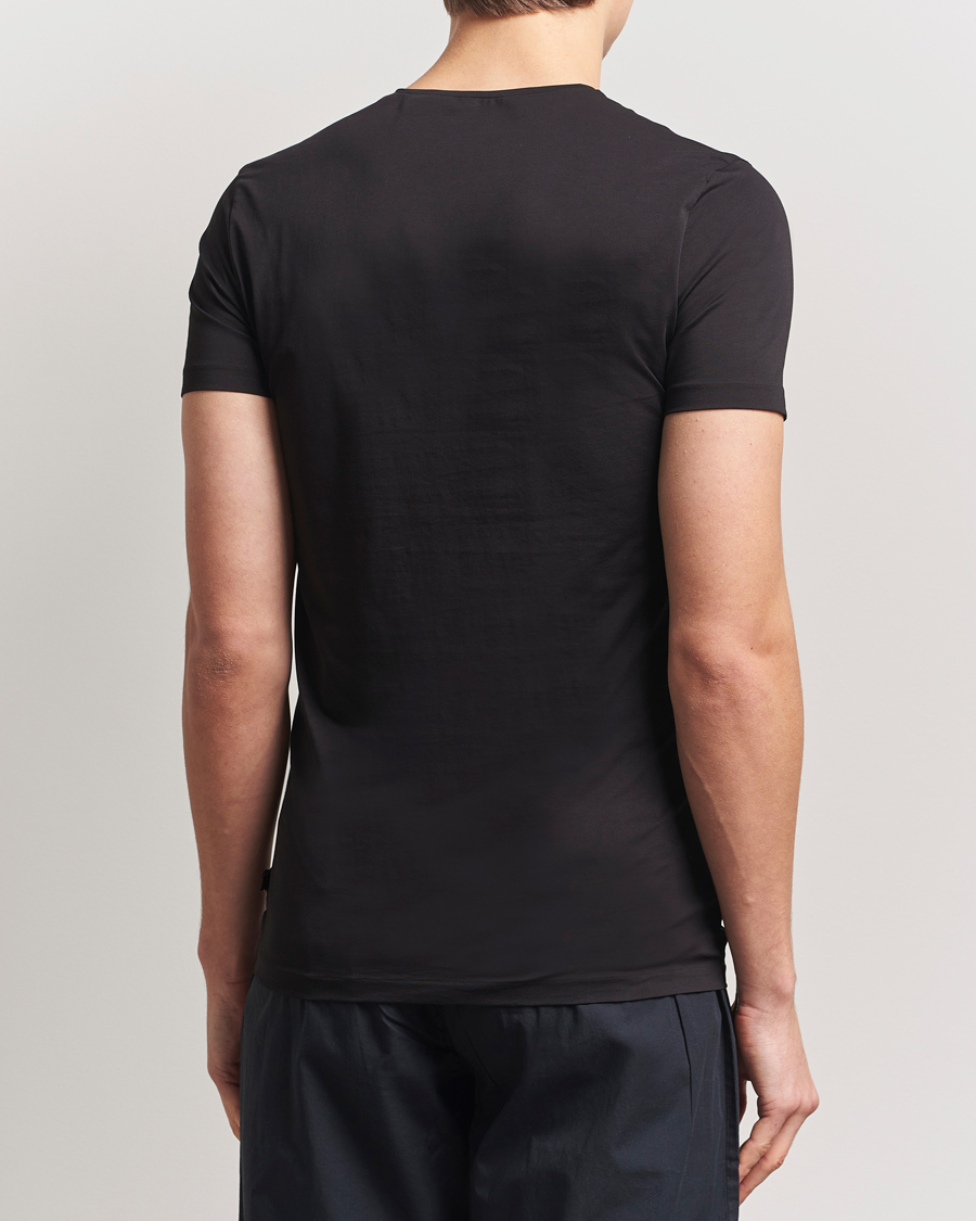 Herr | T-Shirts | Derek Rose | Pima Cotton Crew Neck T-Shirt Black