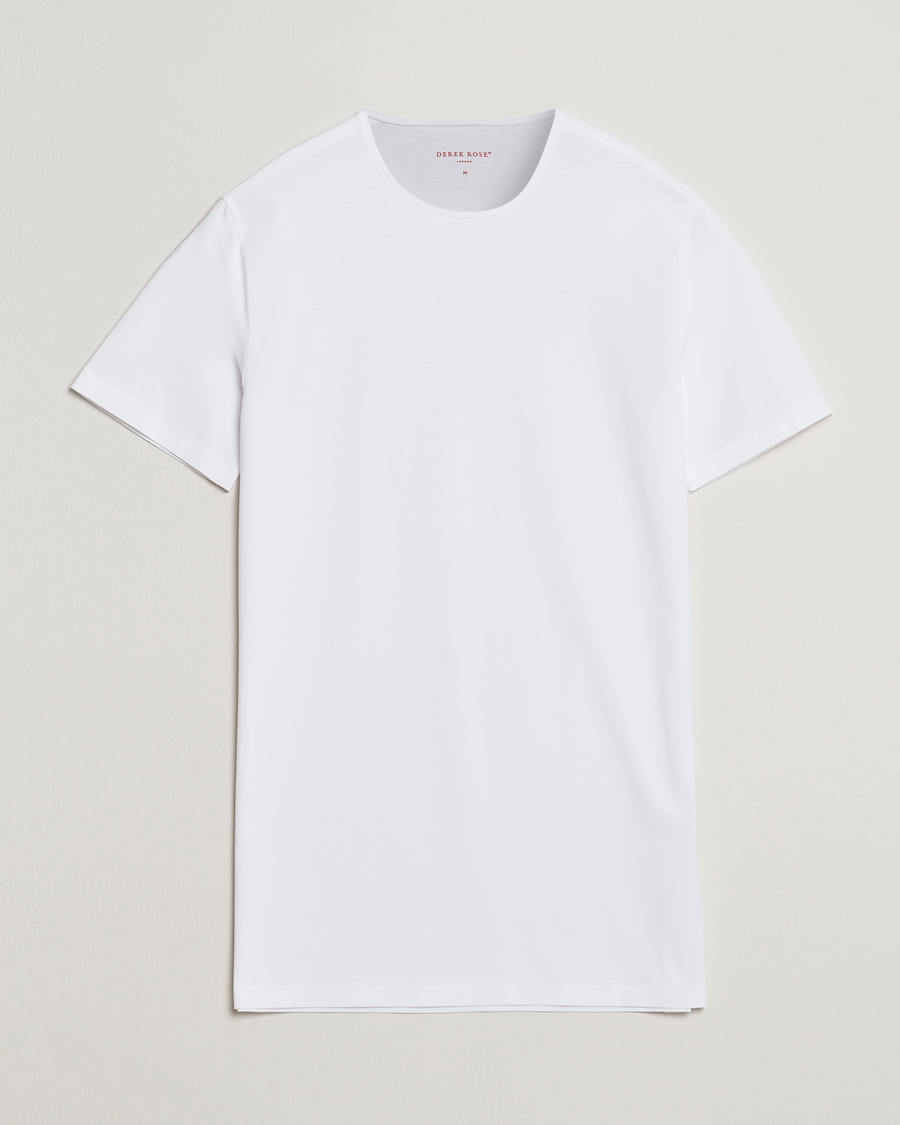Herr | T-Shirts | Derek Rose | Pima Cotton Crew Neck T-Shirt White