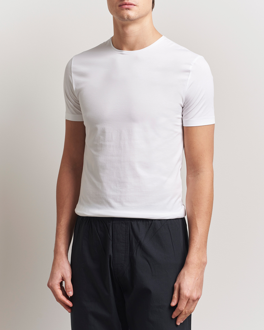 Herr | T-Shirts | Derek Rose | Pima Cotton Crew Neck T-Shirt White