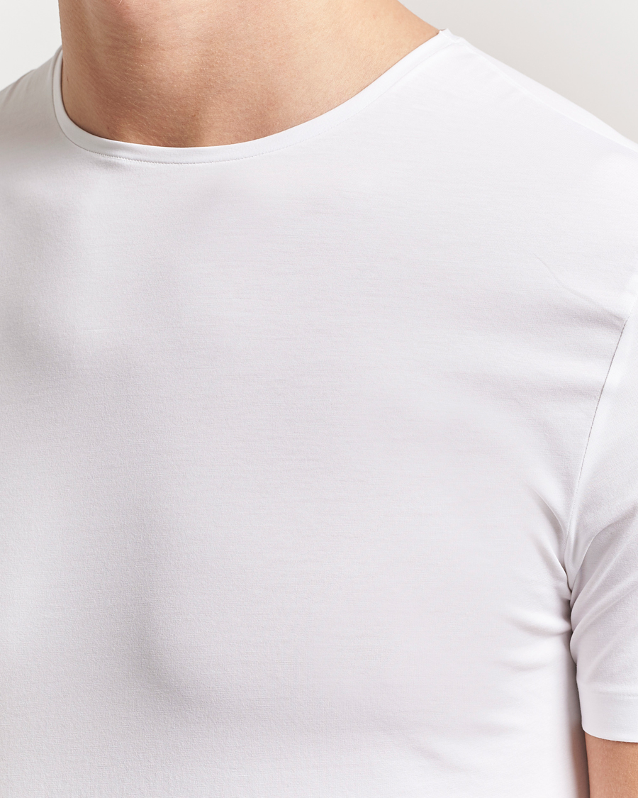 Herr | T-Shirts | Derek Rose | Pima Cotton Crew Neck T-Shirt White