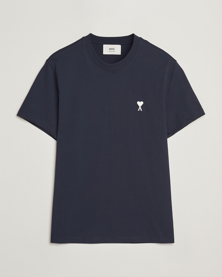 Herr | T-Shirts | AMI | Off White Heart Logo T-Shirt Night Blue