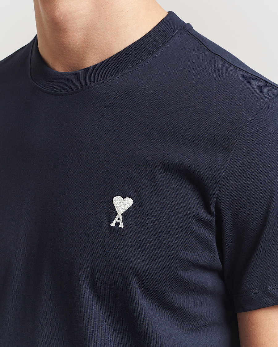 Herr | T-Shirts | AMI | Off White Heart Logo T-Shirt Night Blue