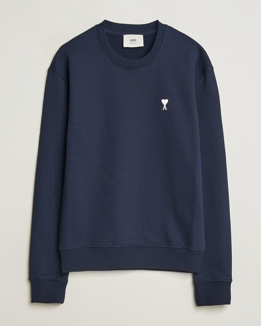 Herr | Tröjor | AMI | Off White Heart Logo Sweatshirt Night Blue