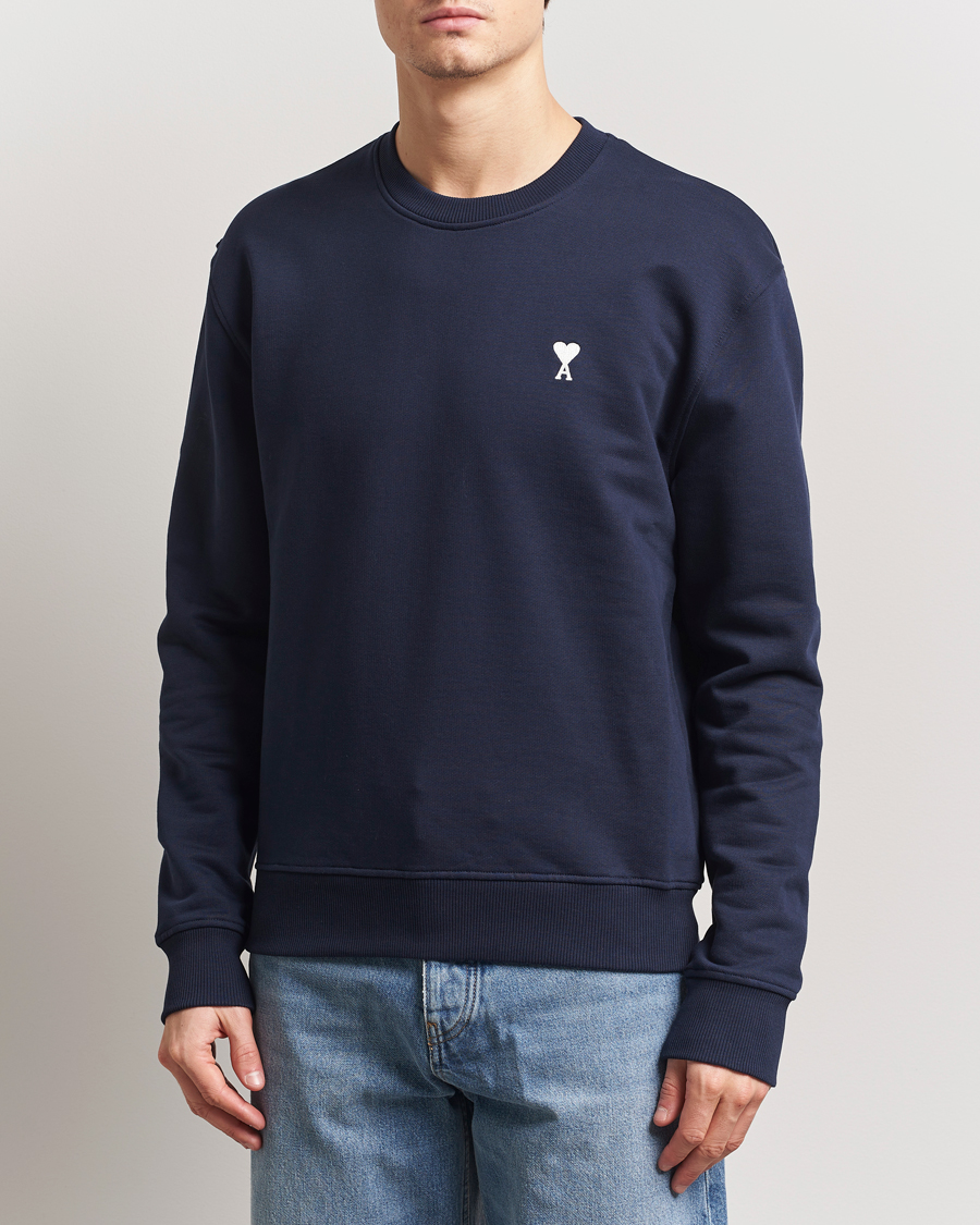 Herr | Tröjor | AMI | Off White Heart Logo Sweatshirt Night Blue