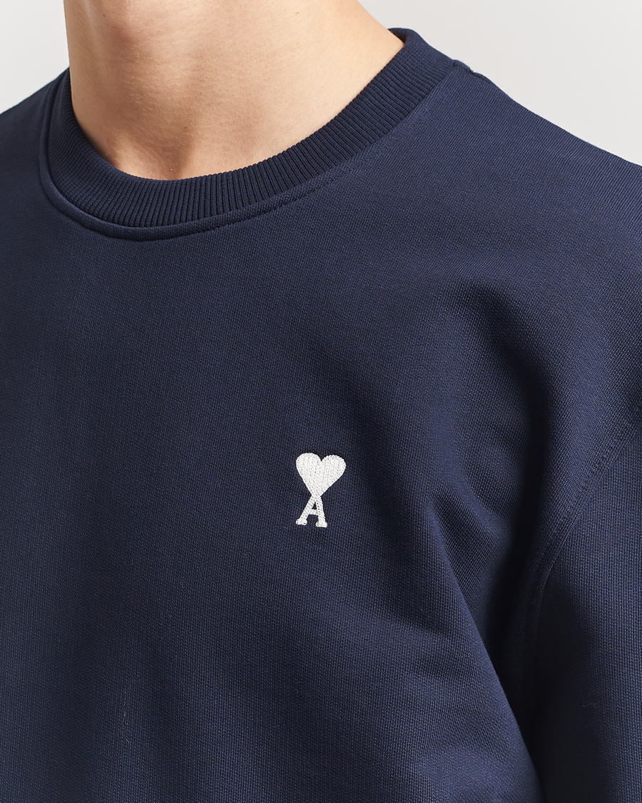 Herr | Tröjor | AMI | Off White Heart Logo Sweatshirt Night Blue