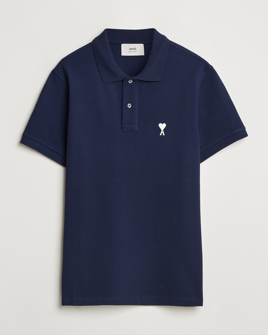 Herr | Pikéer | AMI | Off White Heart Logo Polo Night Blue