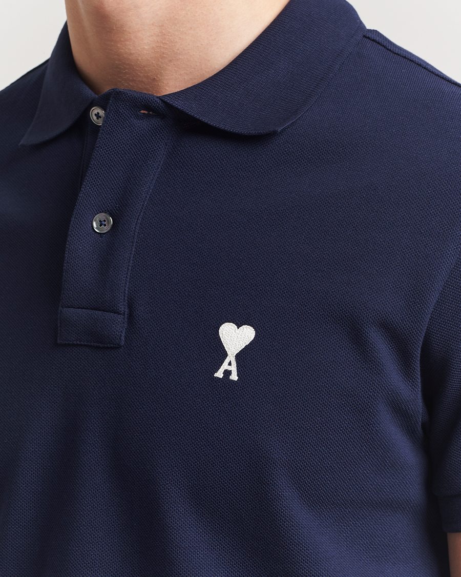 Herr | Pikéer | AMI | Off White Heart Logo Polo Night Blue