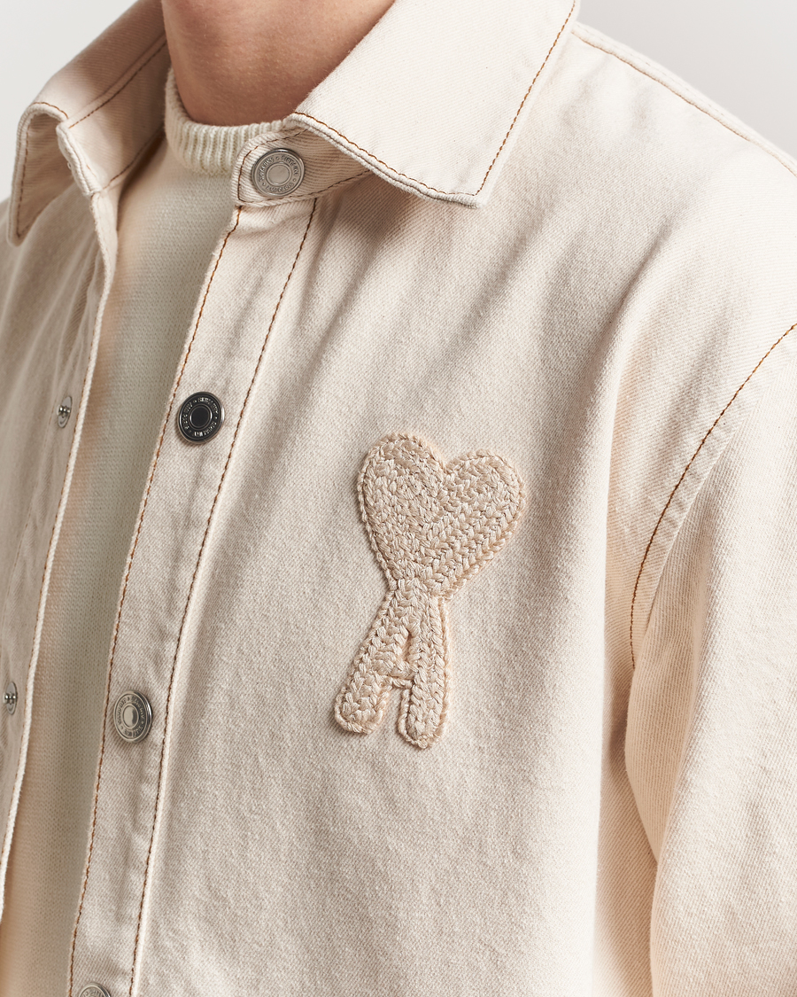 Herr | Jackor | AMI | Patch Embroidered Overshirt White Cream