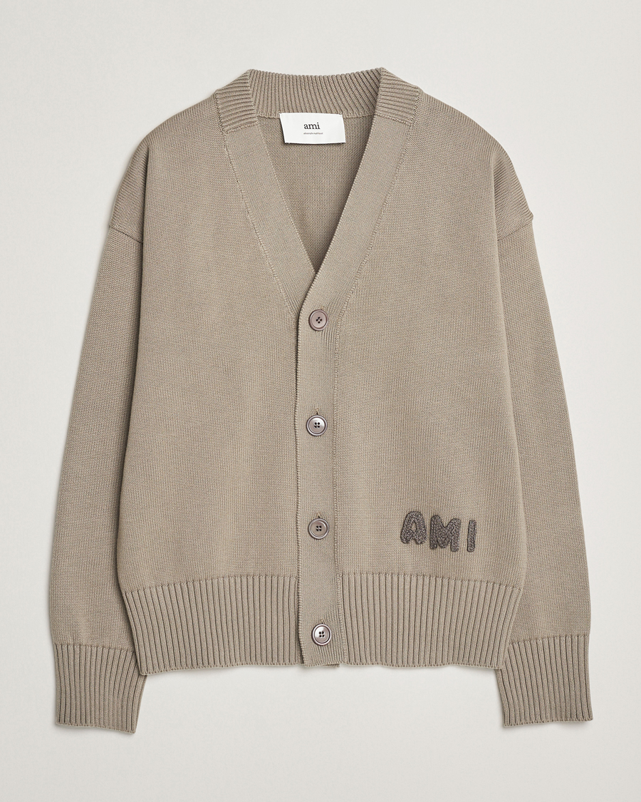Herr | Tröjor | AMI | Embroidered Knitted Cardigan Ash