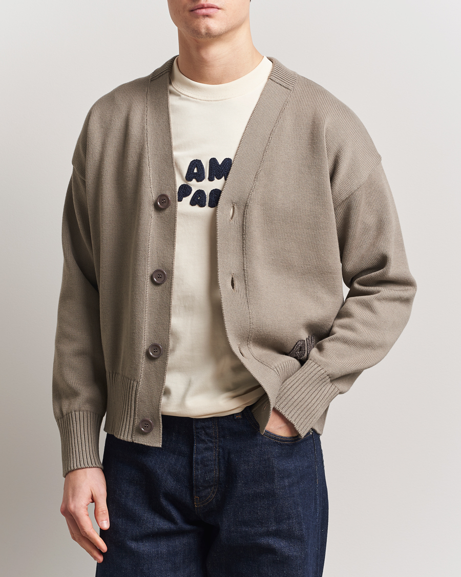 Herr | Tröjor | AMI | Embroidered Knitted Cardigan Ash