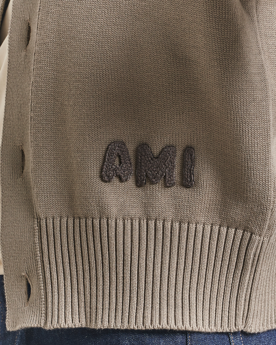 Herr | Tröjor | AMI | Embroidered Knitted Cardigan Ash