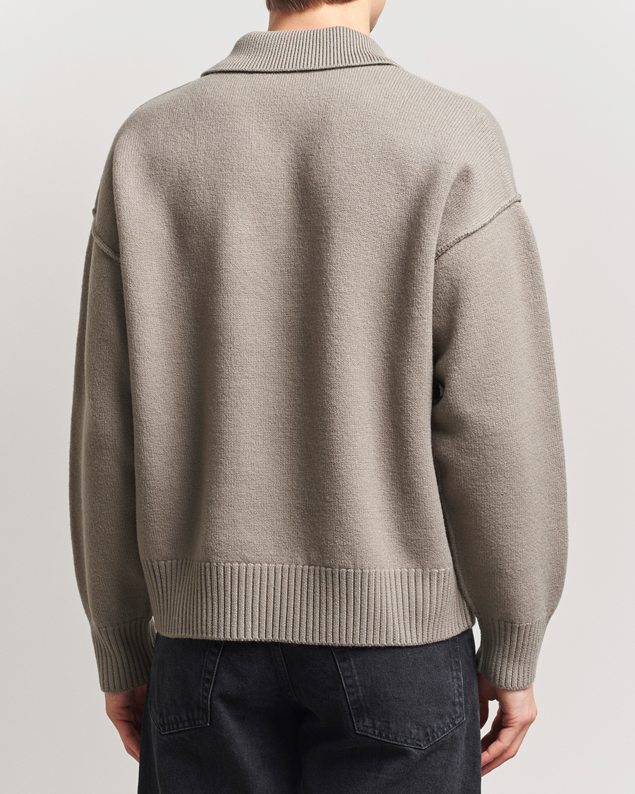 Herr | Tröjor | AMI | Big Heart Wool Polo Ash