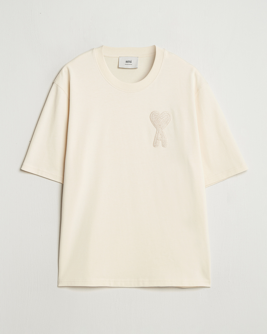 Herr | T-Shirts | AMI | Bouclé Heart T-Shirt White Cream