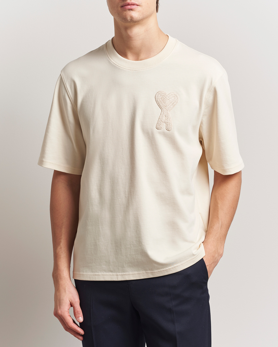Herr | T-Shirts | AMI | Bouclé Heart T-Shirt White Cream