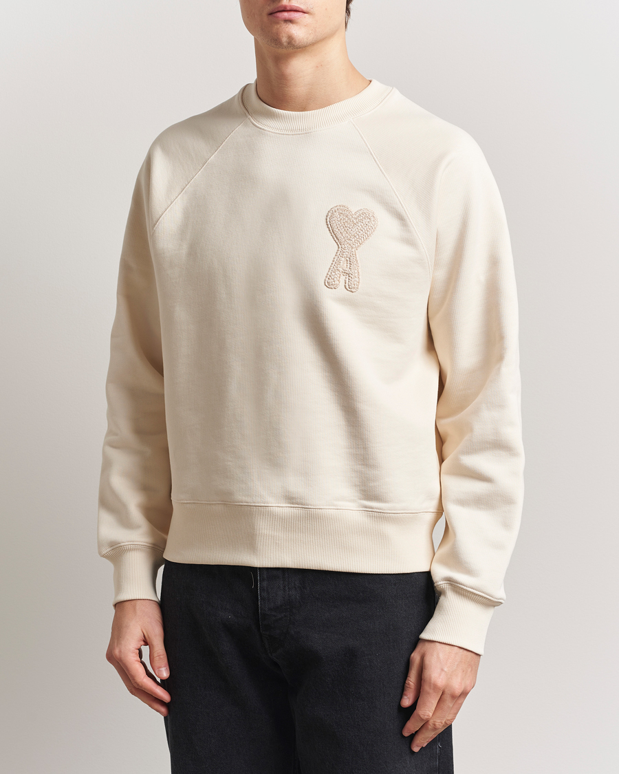 Herr | Tröjor | AMI | Bouclé Heart Sweatshirt White Cream
