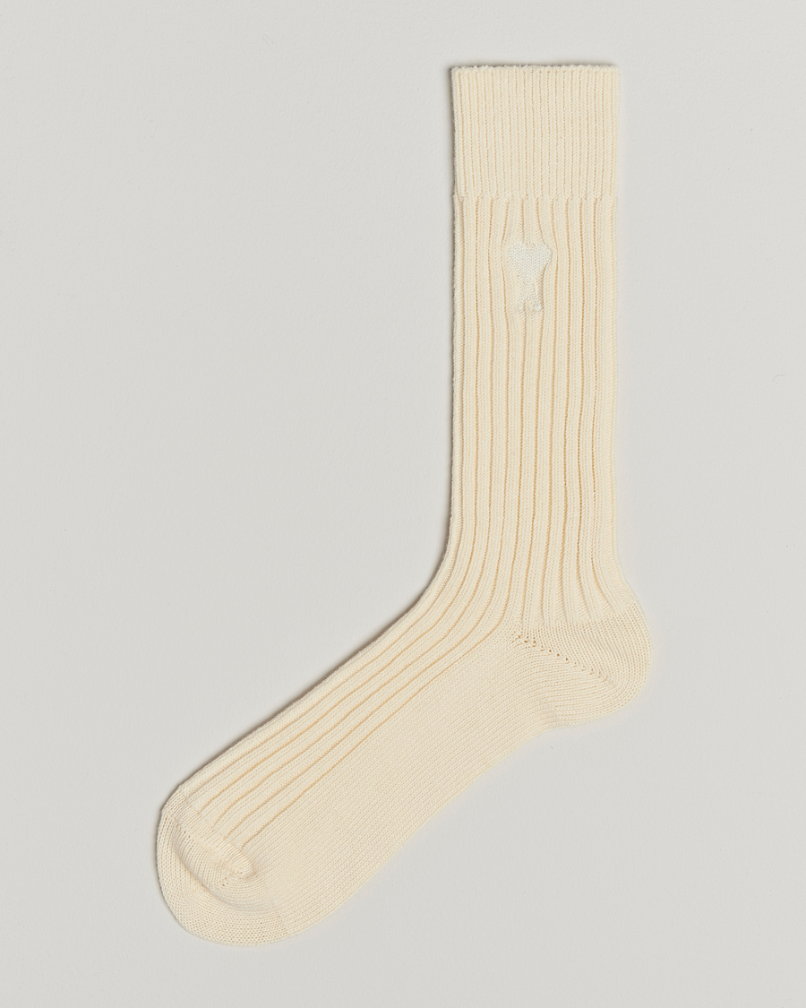Herr | Underkläder | AMI | Logo Ribbed Sock Off White