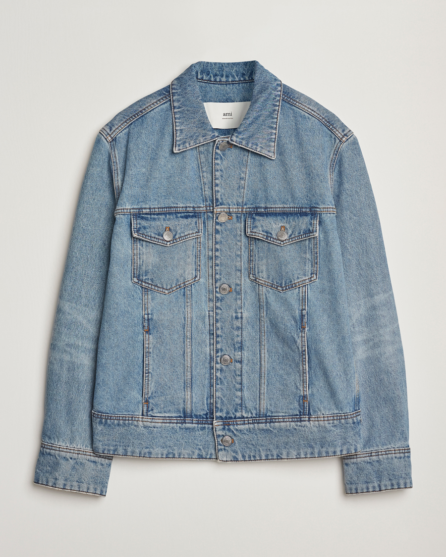 Herr | Jackor | AMI | Paris Trucker Jacket Used Blue